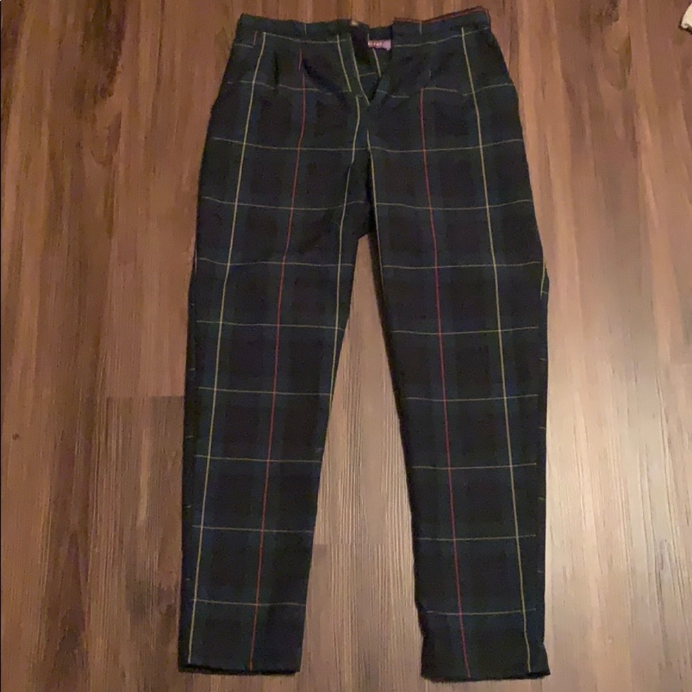 Green plaid pants
